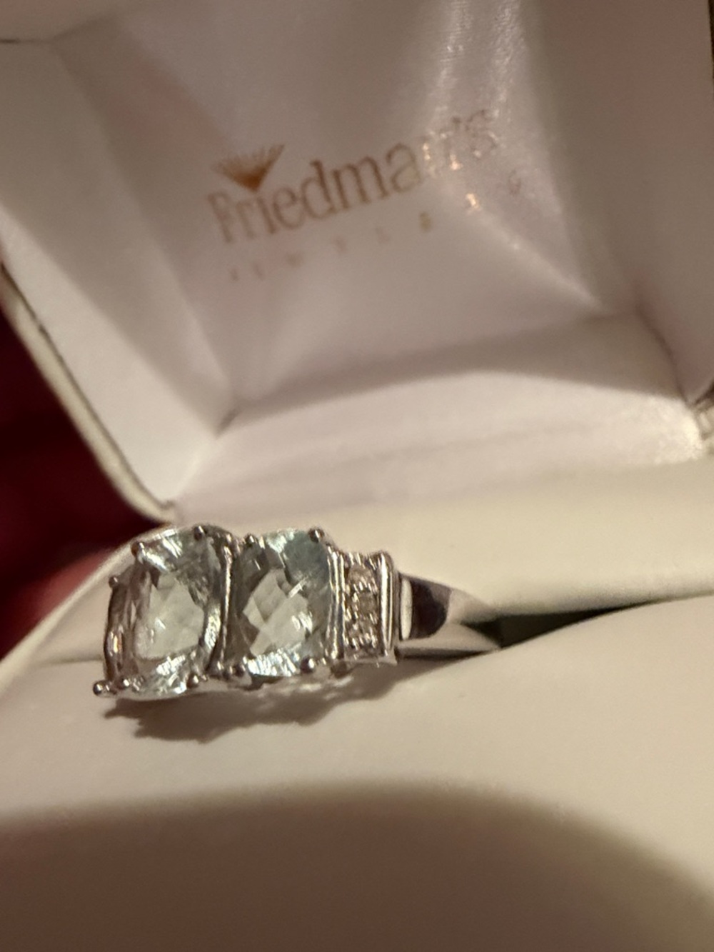 NWOT Aquamarine Jewelry Set- 10k White Gold/ bracelet and ring - Picture 12 of 14